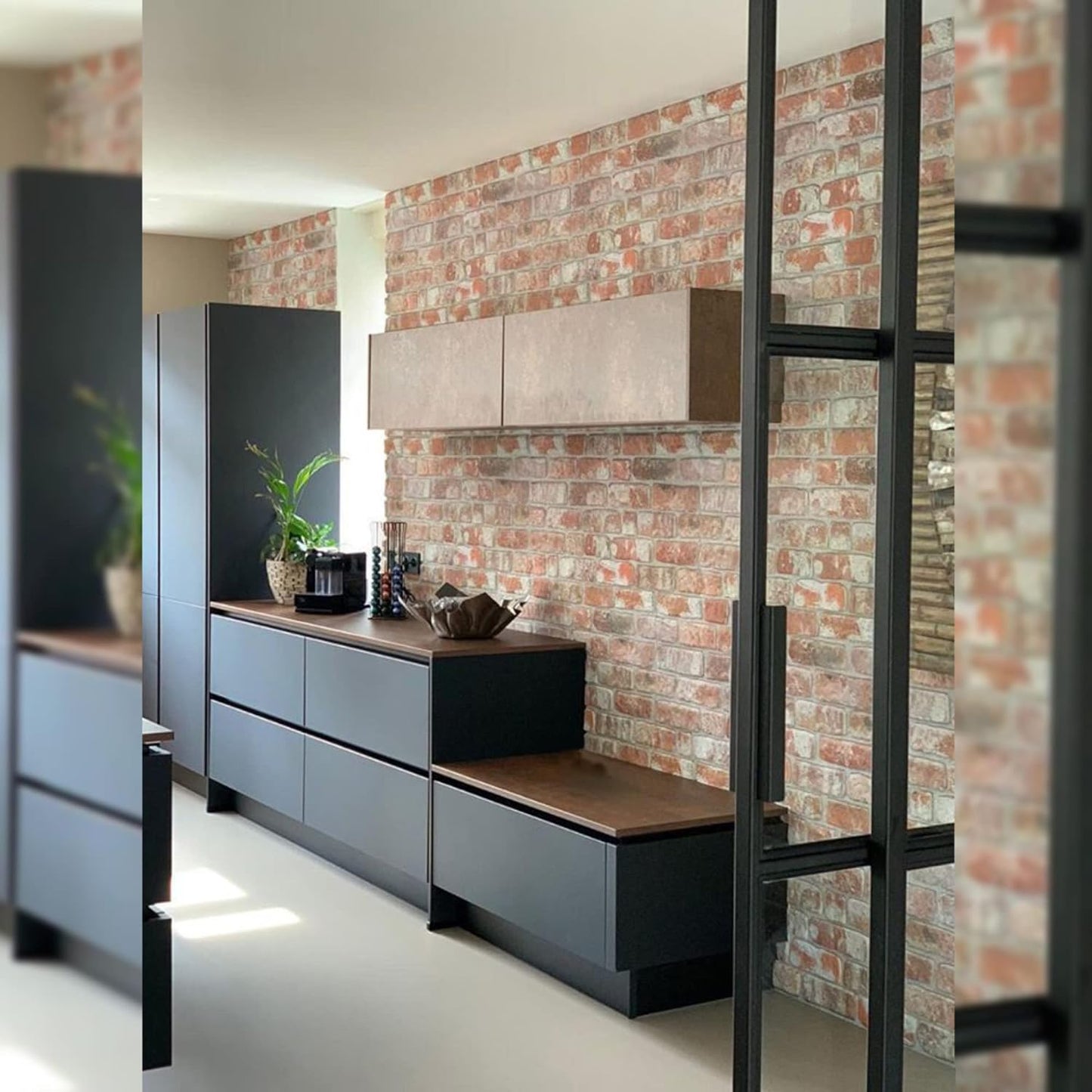 Dundee Deco 3D Wall Panels Faux Brick - Cladding Red Grey Brown Stone Look Wall Paneling, Styrofoam, Sample, Size 10 x 10 in.