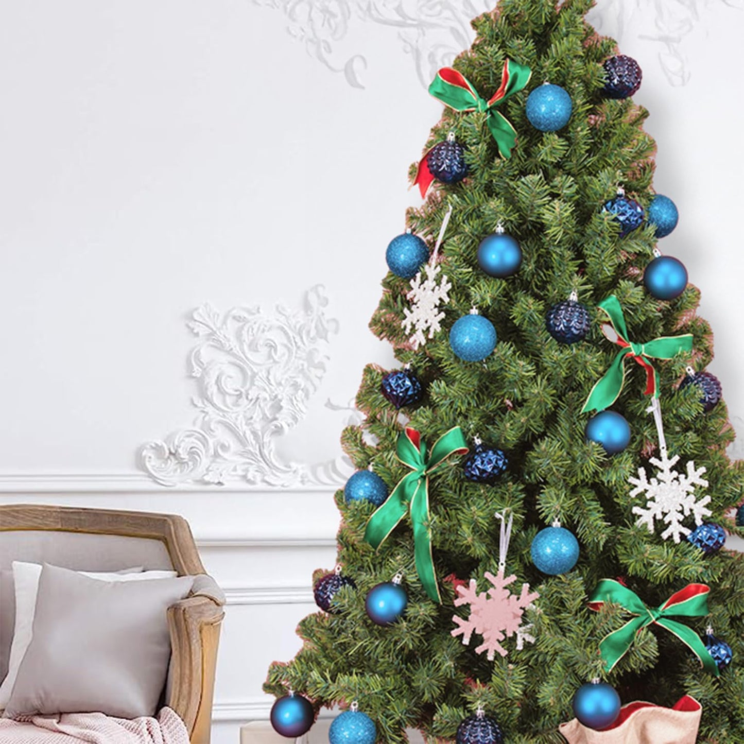 Every Day is Christmas Ornaments, Shatterproof Christmas Tree Ornament Set, Christmas Balls Decoration 50 Count (2.24"/57mm, Royal Blue)