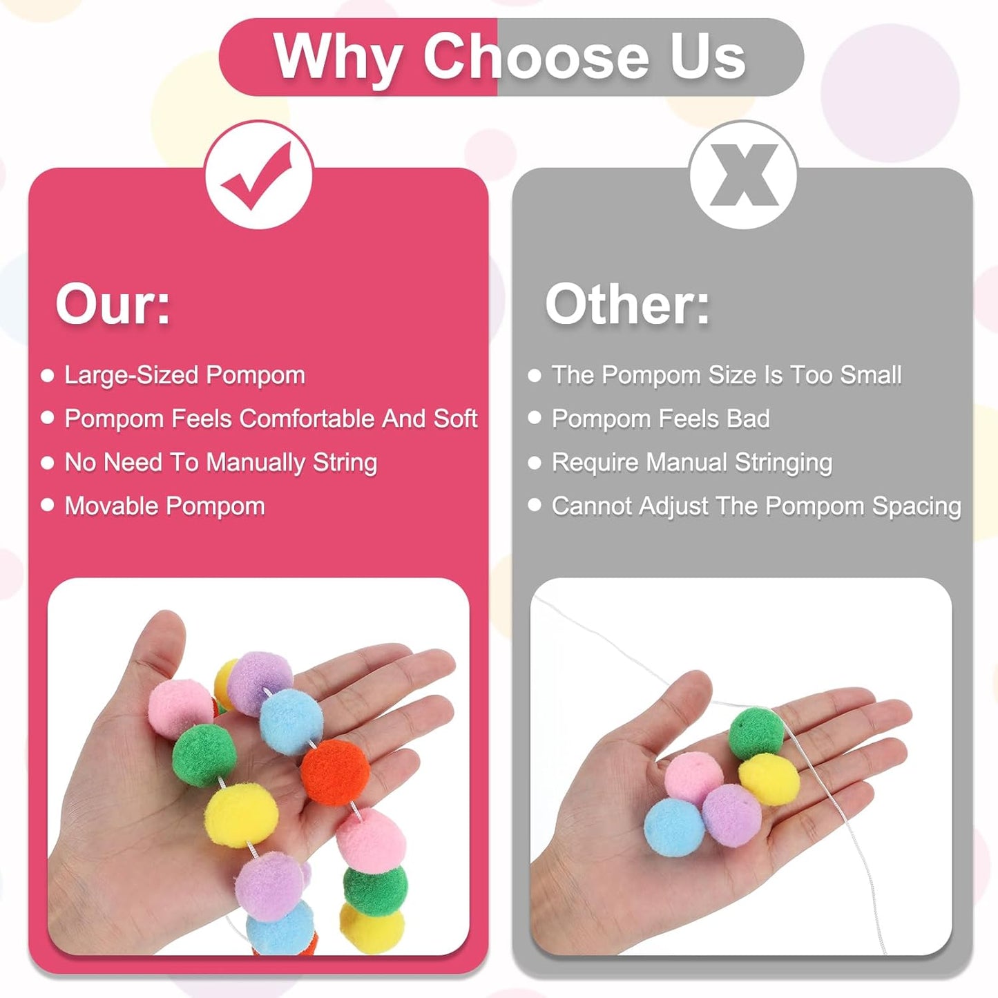 PATIKIL 26Ft Pom Pom Garland Decorations, 4Pcs Colorful Felt Ball Garland Banner Cute Rainbow Pompom Hanging Decorations for Tree Ornaments Homes Decor, White/Blue Series