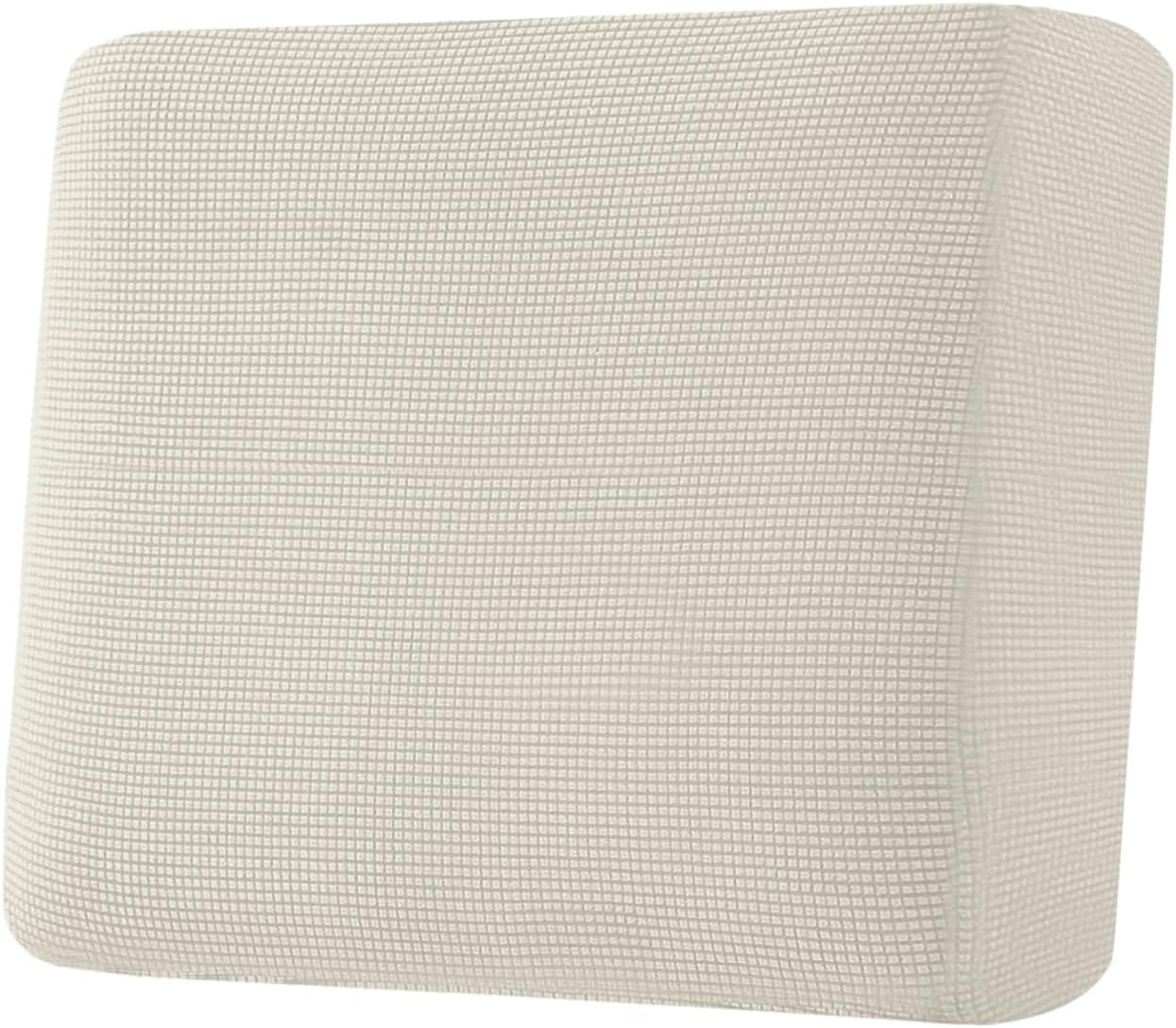 H.VERSAILTEX Super Stretch Individual Seat Cushion Covers Sofa Covers Couch Cushion Covers Slipcover Sets Thick Jacquard Textured Twill Fabric (1 Piece Chair Cushion Cover, Natural)