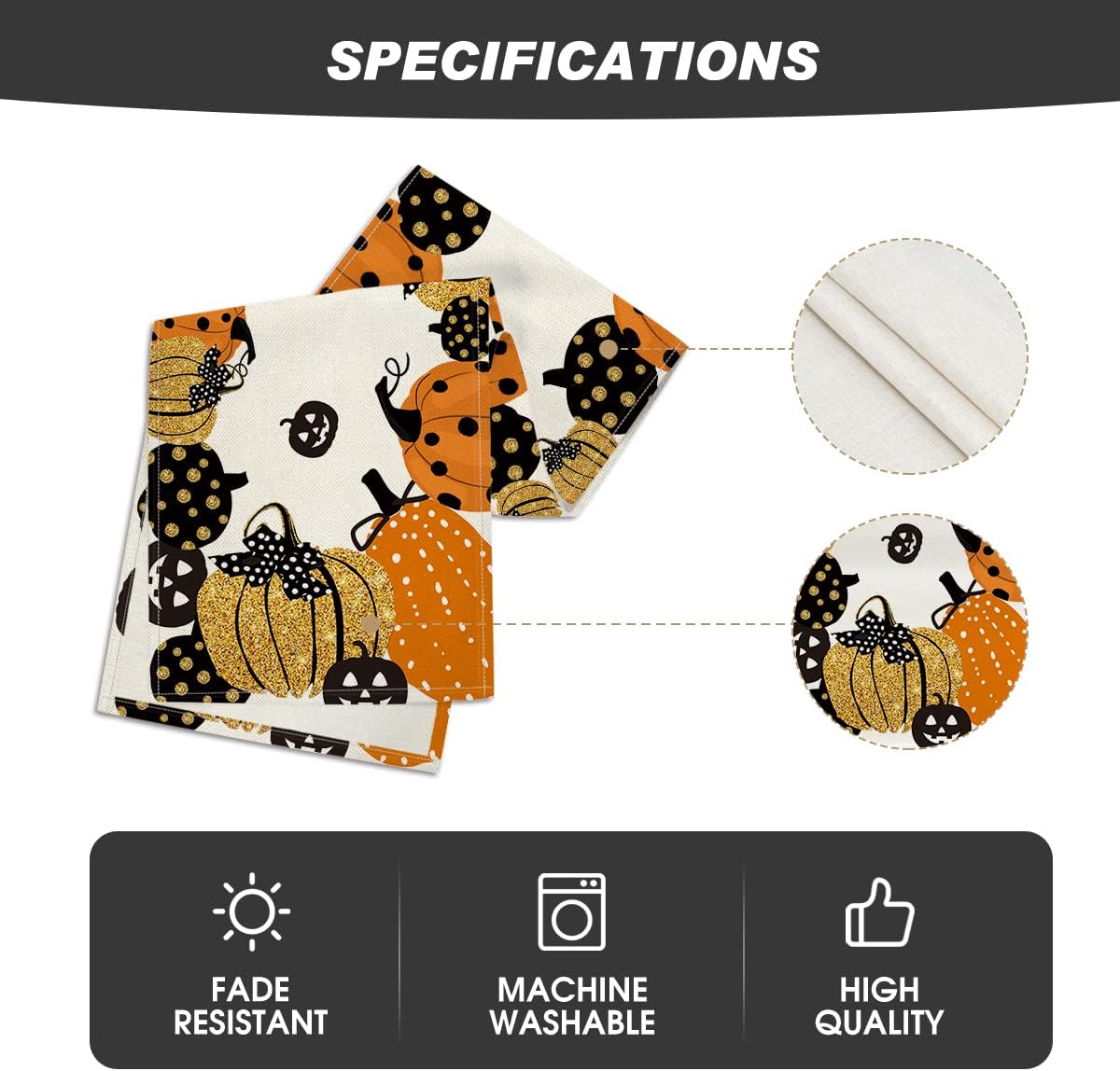 Artoid Mode Halloween Jack-O-Lantern Pumpkin Table Runner, Holiday Kitchen Dining Table Decoration for Indoor Outdoor Home Party Decor 13 x 48 Inch