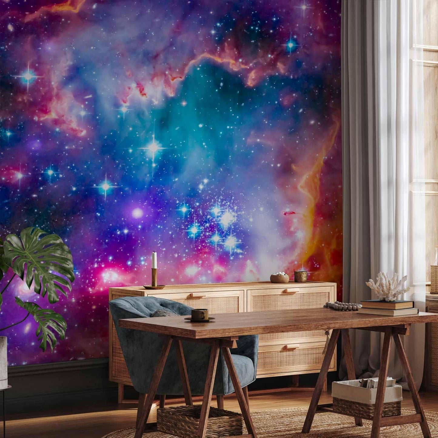 artgeist Wall Mural Abstract 135x101 in - Peel and Stick Self-Adhesive Wallpaper Removable Large Sticker Foil Wall Decor Print Picture Image Design Abstract Cosmos Sky Star i-G-10010-a-a