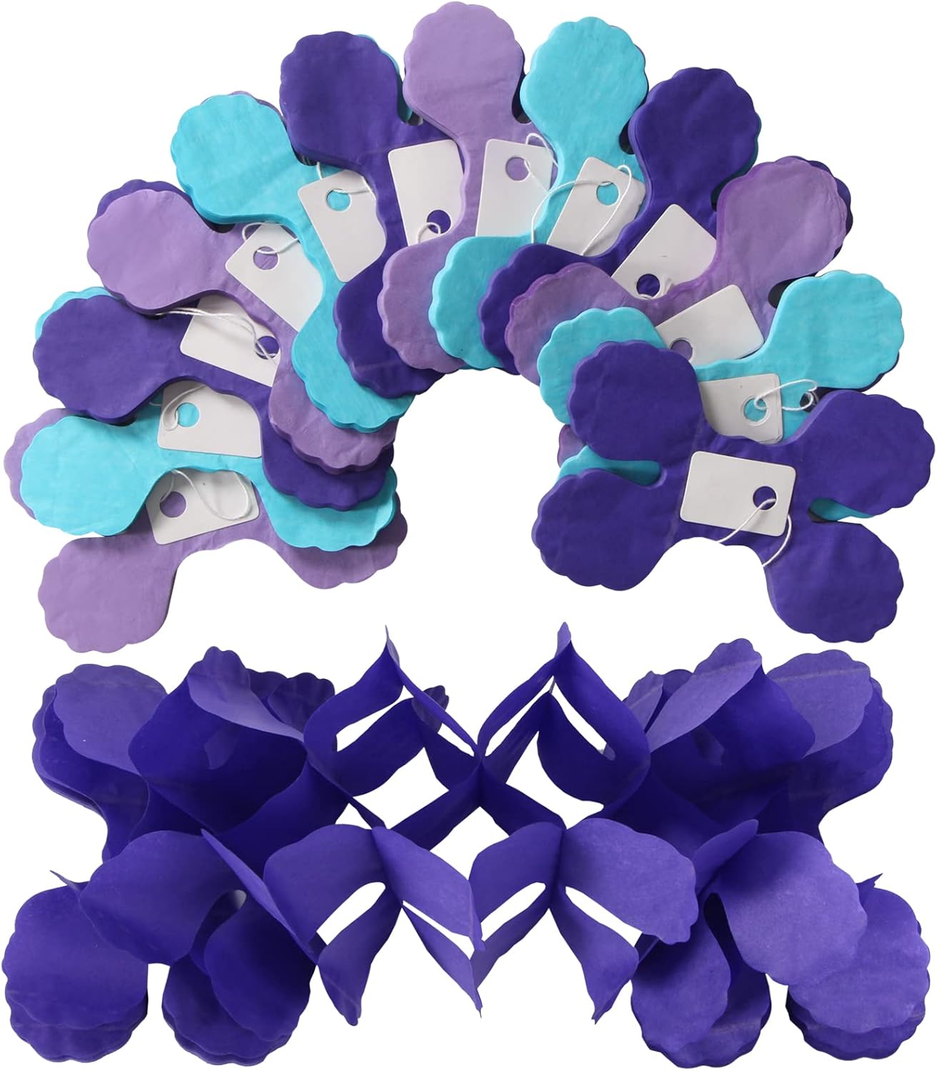 Purple-Blue Mermaid Party-Decorations Garland Streamers - 12pcs Girls Birthday Baby Shower 4-Leaf Clover Paper Streamer,Little Mermaid Theme Under The Sea Backdrop Banners Decor Ouruola