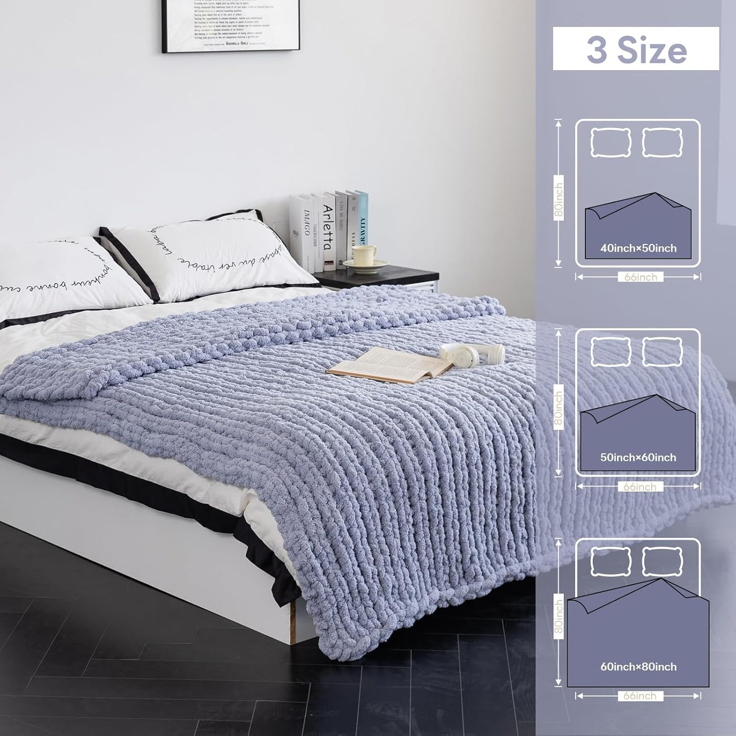 Chunky Knit Blanket - Luxury Soft Cozy 60 * 80 Throw Blanket,100% Woven Blanket Rope Knot Throw Blanket for Couch, Sofa, Home Decor, Gift - Machine Washable（Grey）