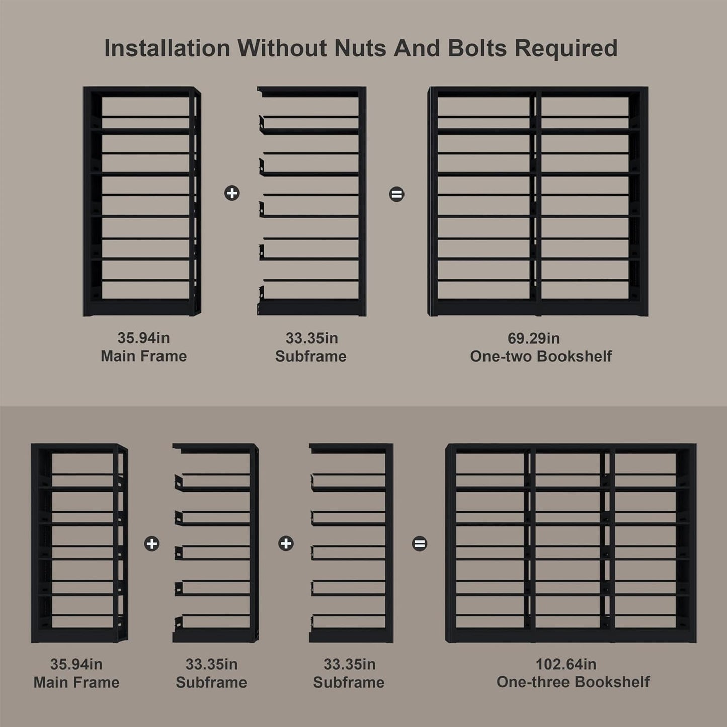 5-Tier Industrial Bookshelf, Black Bookcases and Bookshelves,Tall Metal Book Shelf Storage Organizer, Freestanding Bookshelf for Living Room,Home Office (Black, Shelf-3)