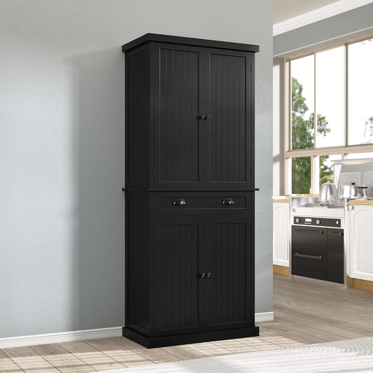 ARTPOWER 72" Tall Kitchen Pantry Storage Cabinet with Drawer and Adjustable Shelves, Pantry Cabinet for Kitchen, Bathroom or Hallway, Black