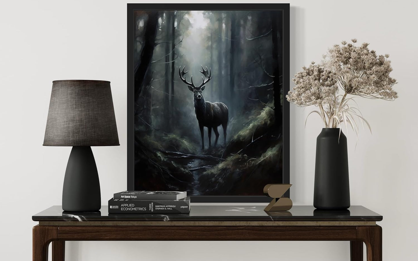 Deer in Forest Poster Art Print, Halloween Scary Vintage Wall Art Academia Spooky Painting Decoration for Horror Prints, Gothic Posters Bedroom Decor 89 (Deer in Forest, 11 x 14 inches, Unframed)