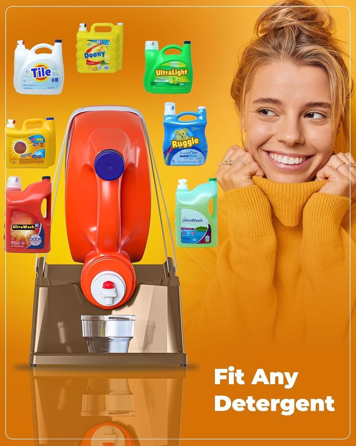 TidyFriend Laundry Detergent Holder Stand Organizer with Drip Tray, 3 Pack Laundry Soap Holder with Non-Slip Rubber Feet for Washing Space Organization, Angled Downward Slope for Easy Pouring (Brown)