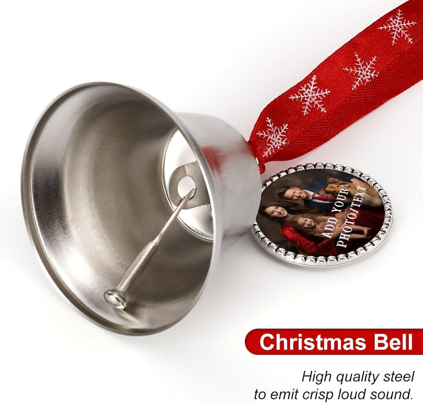 Personalized Christmas Ornaments - Custom Picture & Text Ornaments for Christmas 2024, Baby's 1st Christmas Ornament with Picture for Xmas Tree Custom Gifts for Family, Mom, Dad, Friend (Bell)