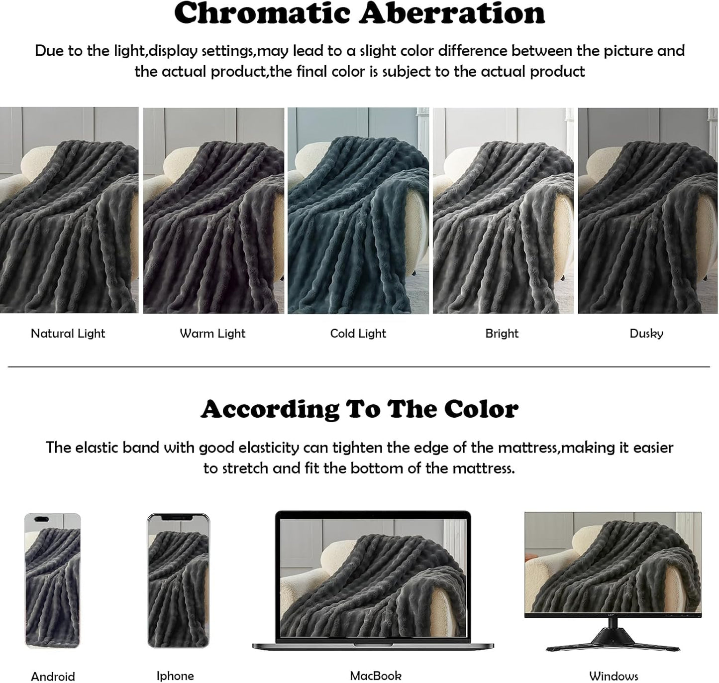 NEWCOSPLAY Faux Fur Twin Blanket Grey Bubble Blanket Thick Warm Soft for Couch Sofa Bed 550GSM (Grey, Twin(60"x80"))