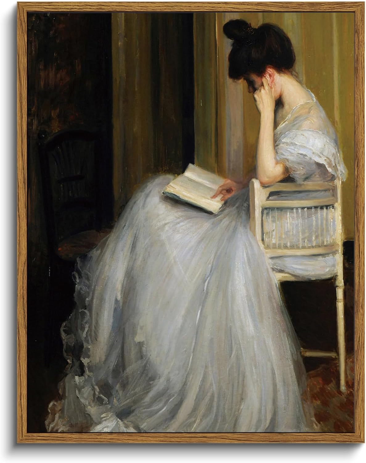 VIYYIEA Framed Canvas Wall Art Home Decor Portrait Art for Living Room Women Reading Pictures Bedroom Bathroom Wall Decor Mid Century Lady Oil Painting Room Decor Vintage Prints Aesthetic 11x14in