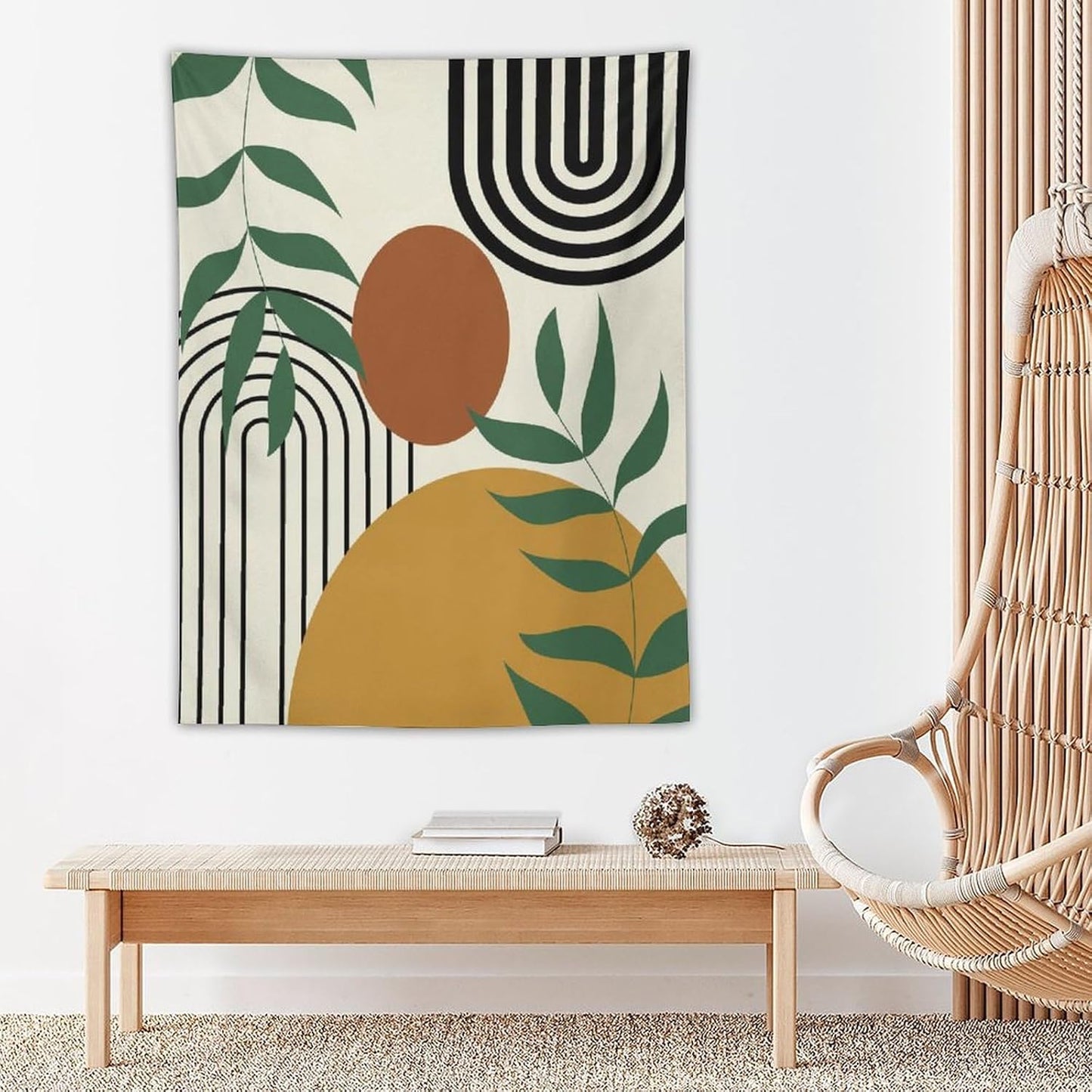 ICMOLYYENLO Boho Plant Aesthetic Tapestry, Abstract Medieval Arch Sun Home Aesthetic Wall Hanging For Bedroom Living Room Dormitory Tapestry 30x40 Inches