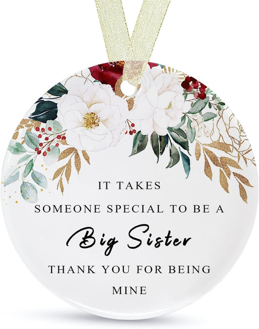 Sister Ornaments 2025 Sis Ornament Big Sisters Ornament Sister Christmas Ornament for Sisters Forever Ornament Sister Graduate Best Sis Ever Double-Sided Printing Ceramic(2.9"