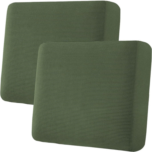 H.VERSAILTEX Super Stretch Individual Seat Cushion Covers Sofa Covers Couch Cushion Covers Slipcover Sets Thick Jacquard Textured Twill Fabric (2 Piece Large Sofa Cushion Covers, Bronze Green)