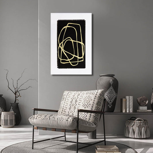 CHUDANHAO Minimalist Home Decor Black and Gold Canvas Painting Line Artwork Neutral Wall Art 24"x36" Bedroom Decorations Kitchen Art