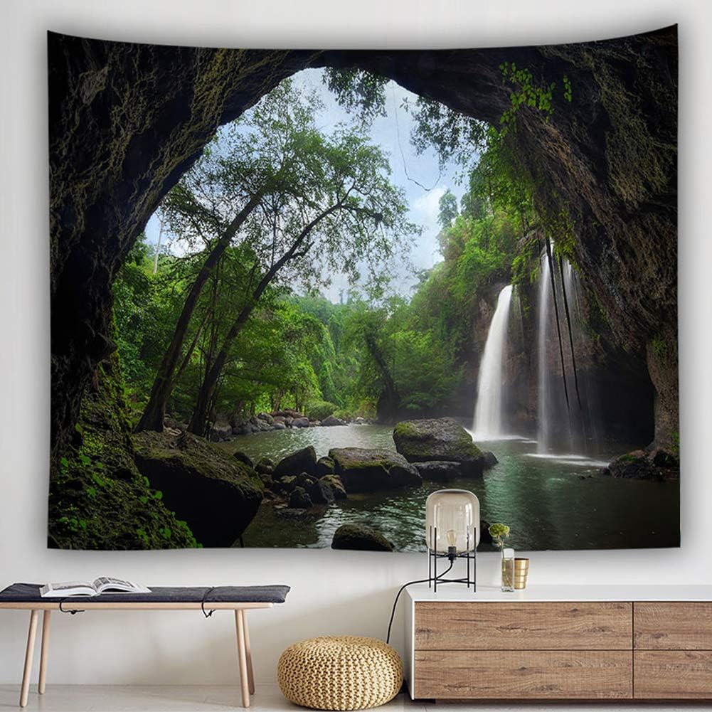 Llamazing Forest Landscape Tapestry for Home Decor - Living Room Bedroom Decoration Magic Curtain (Waterfall, 60''L51''W)