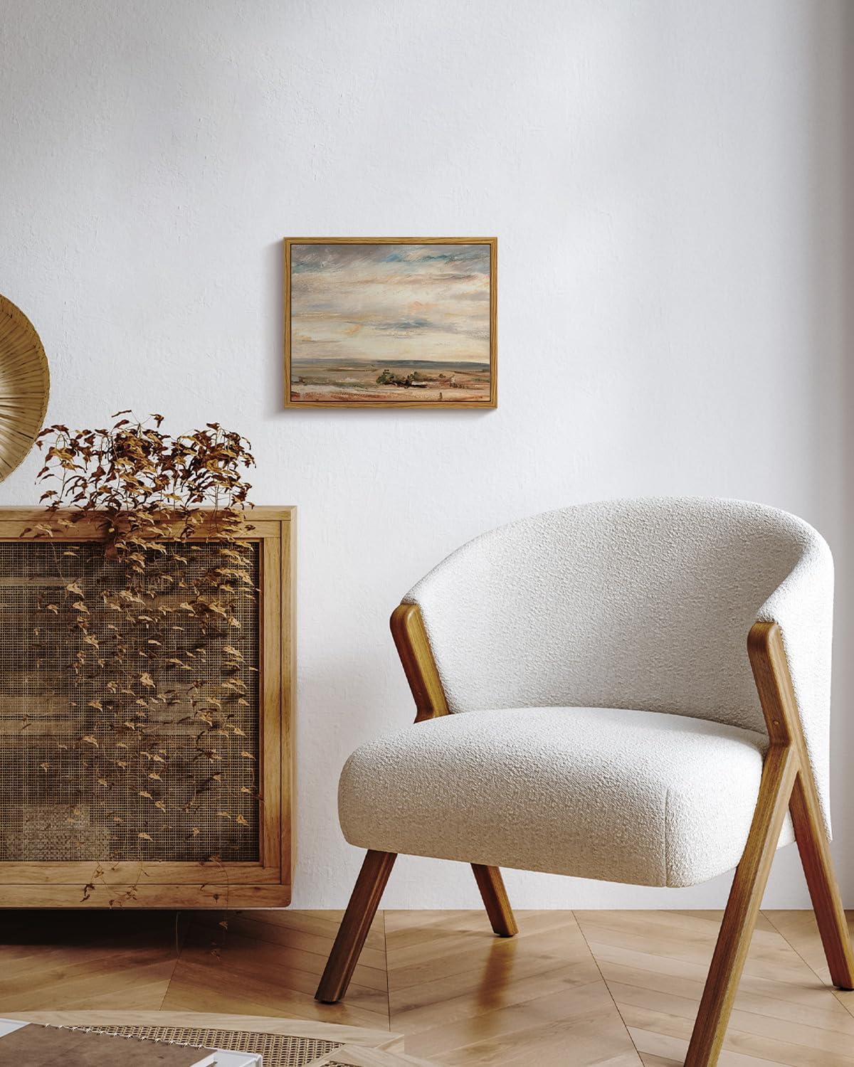 VIYYIEA Framed Canvas Wall Art Home Decor Classic Oil Paintings Color Sky Cloud Beach Grassland Canvas Prints Vintage Landscape Wall Art Pictures for Bedroom Living Room Bathroom Office Decor 8x10in