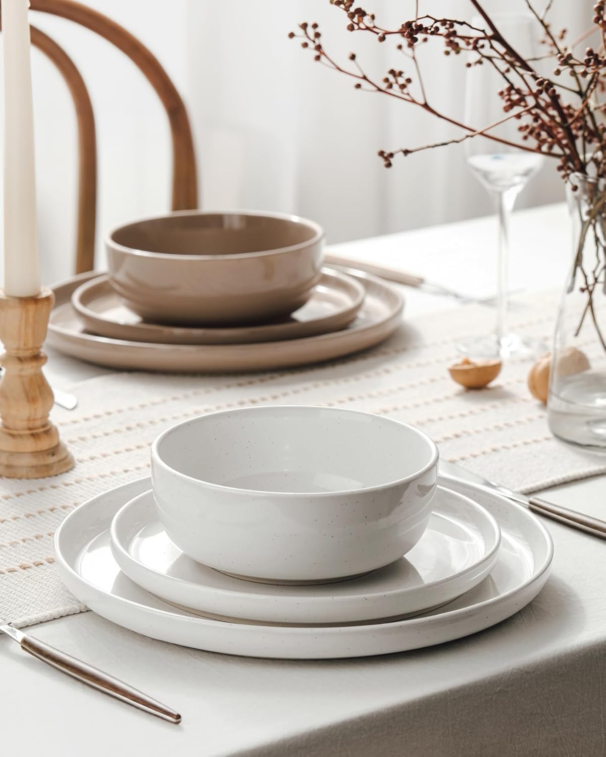 Famiware Milkyway Plates and Bowls Set, 12 Pieces Dinnerware Sets, Dishes Set for 4, Multi-color