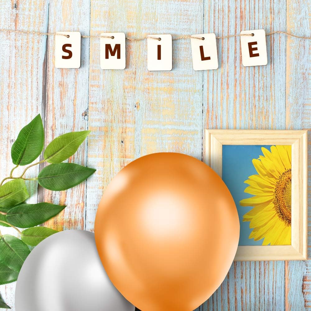 Luckforest 50 Pcs Rectangle Wooden Tags with Holes & 50 Pcs DIY Wooden Craft Beads & 28 Ft Jute Rope - Unfinished Craft Wood Wedding Birthday Party Decoration