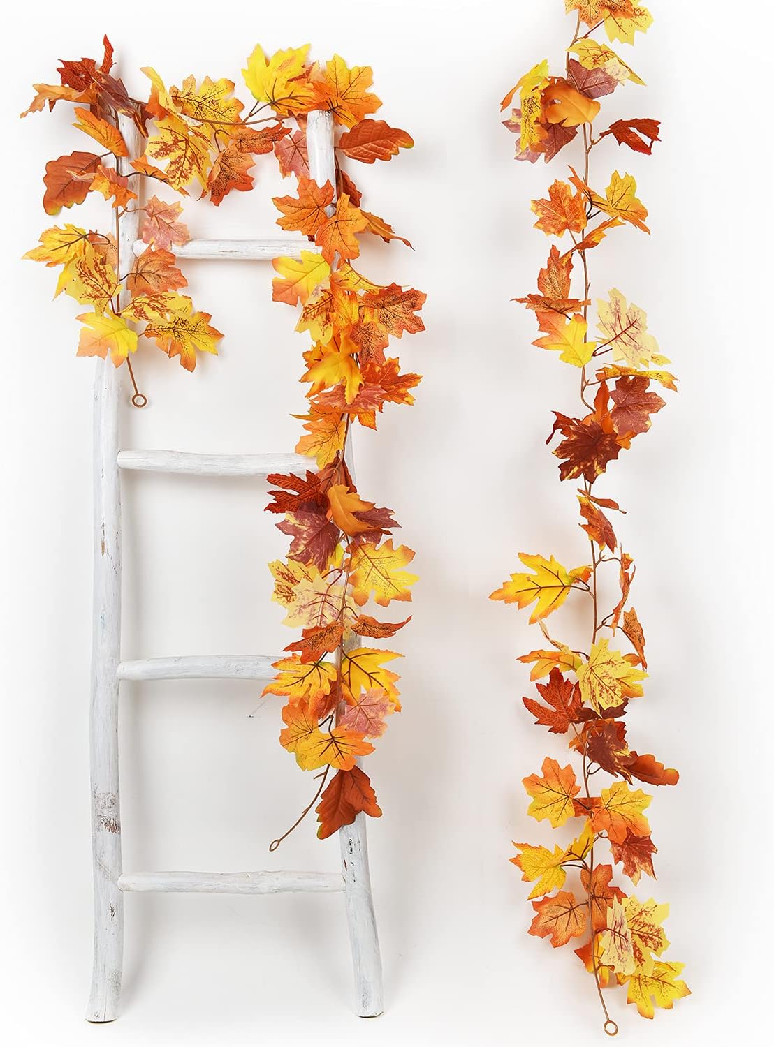 Artiflair 2 Pack Fall Maple Leaf Garland, 5.9Feet/Strand Hanging Vine Artificial Autumn Foliage Thanksgiving Decor for Home Wedding Fireplace Party Christmas