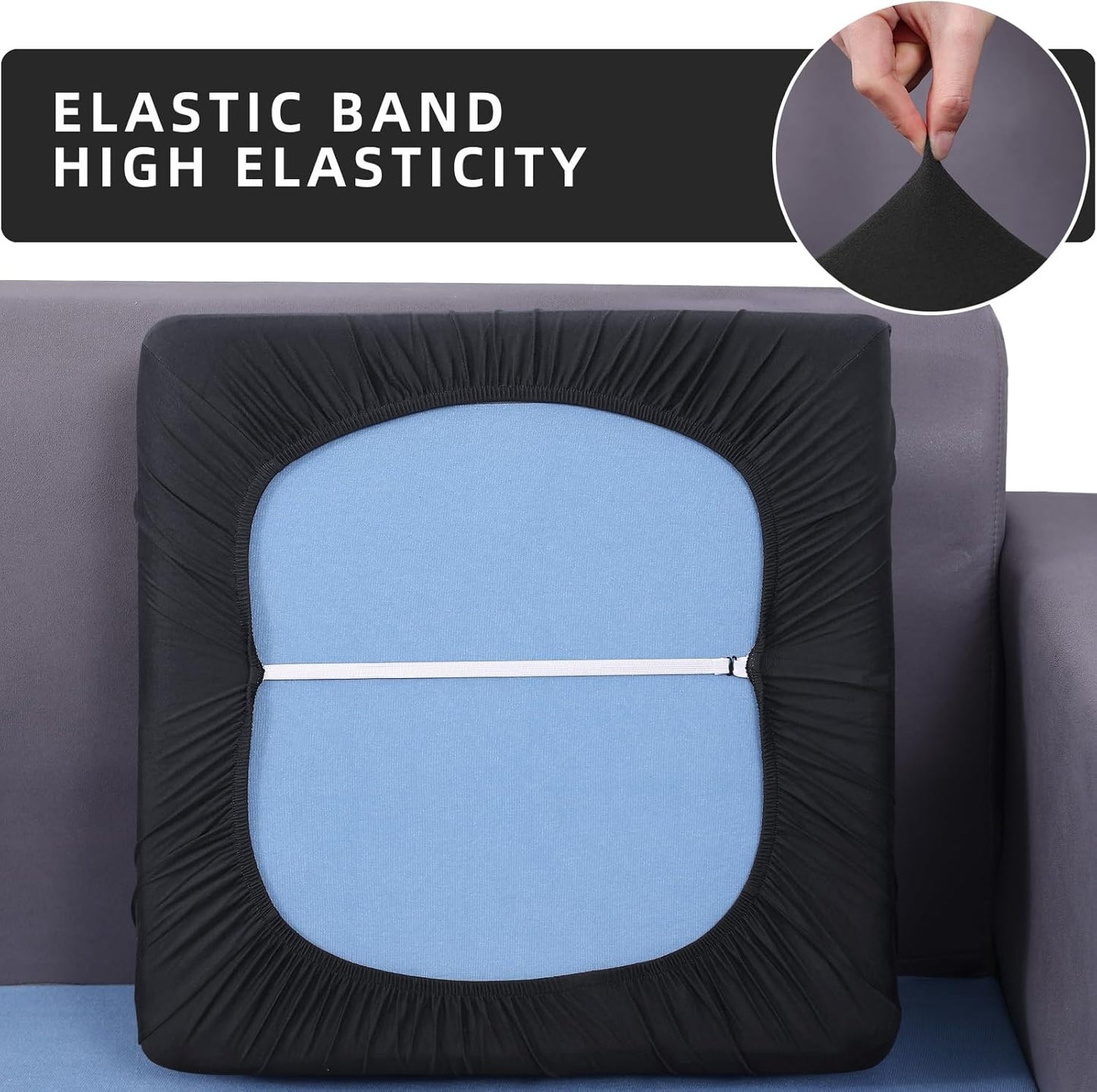 hyha Waterproof Couch Cushion Covers, Sectional Sofa Slipcovers Washable, L Shape Chaise Dog Couch Covers for Sectional Sofa, Universal Furniture Protector (1 Piece for Chaise, Black)