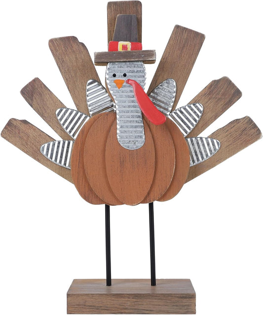 Zcaukya Thanksgiving Turkey Decoration, Wooden Indoor Standing Tabletop Turkey Decor for Home Office Bedroom Kitchen Thanksgiving Harvest Day Decorations