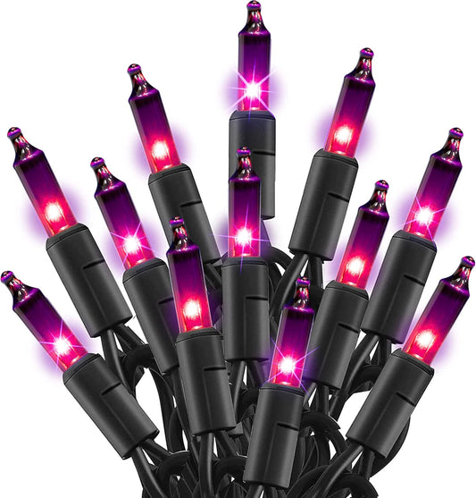 TW SHINE Purple Halloween Lights, 20FT 100 Count Incandescent Mini String Lights, Waterproof Halloween Decorations for Outdoor Indoor Patio Home Party Garden Yard Decor