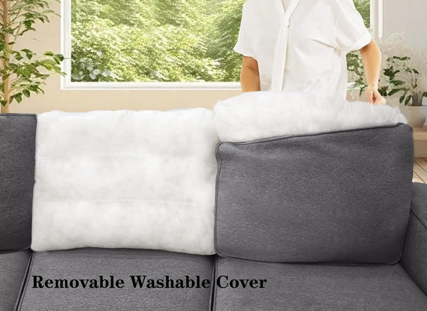 L Lengend Vansen Modular Sectional Sofa U Shaped Couch with Ottoman Modern Reversible Corner Sectional Couch for Living Room (Dark Grey, 2+3 with Ottoman)