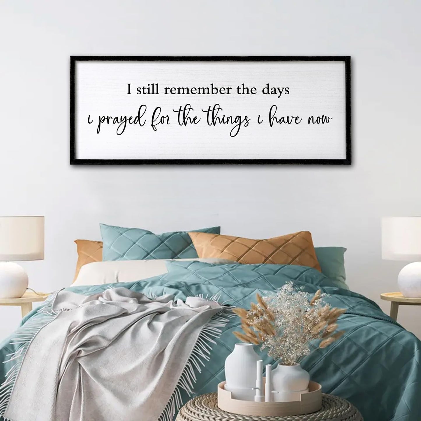 I Still Remember the Days I Prayed for the Things I Have Now quote Sign Framed Wall Art, 40''×15'' Rustic Horizontal Plaque,I Still Remember the Days Wood Sign Wall Decor
