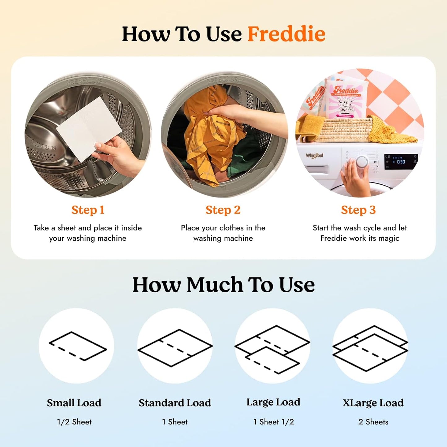 Freddie Low-Waste Laundry Detergent Sheets – Jug Free Format – Pre-Measured Strips – 60 Loads – Unscented for Sensitive Skin