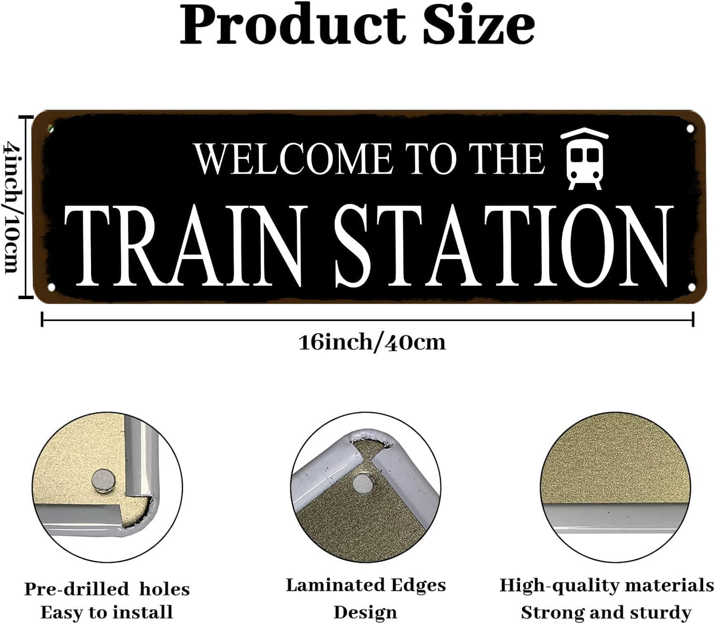 Rustic Train Station Sign Vintage Metal Tin Sign Welcome To The Train Station Signs Train Decor Home Bar Pub Poster Wall Art Decorative 4x16 Inch