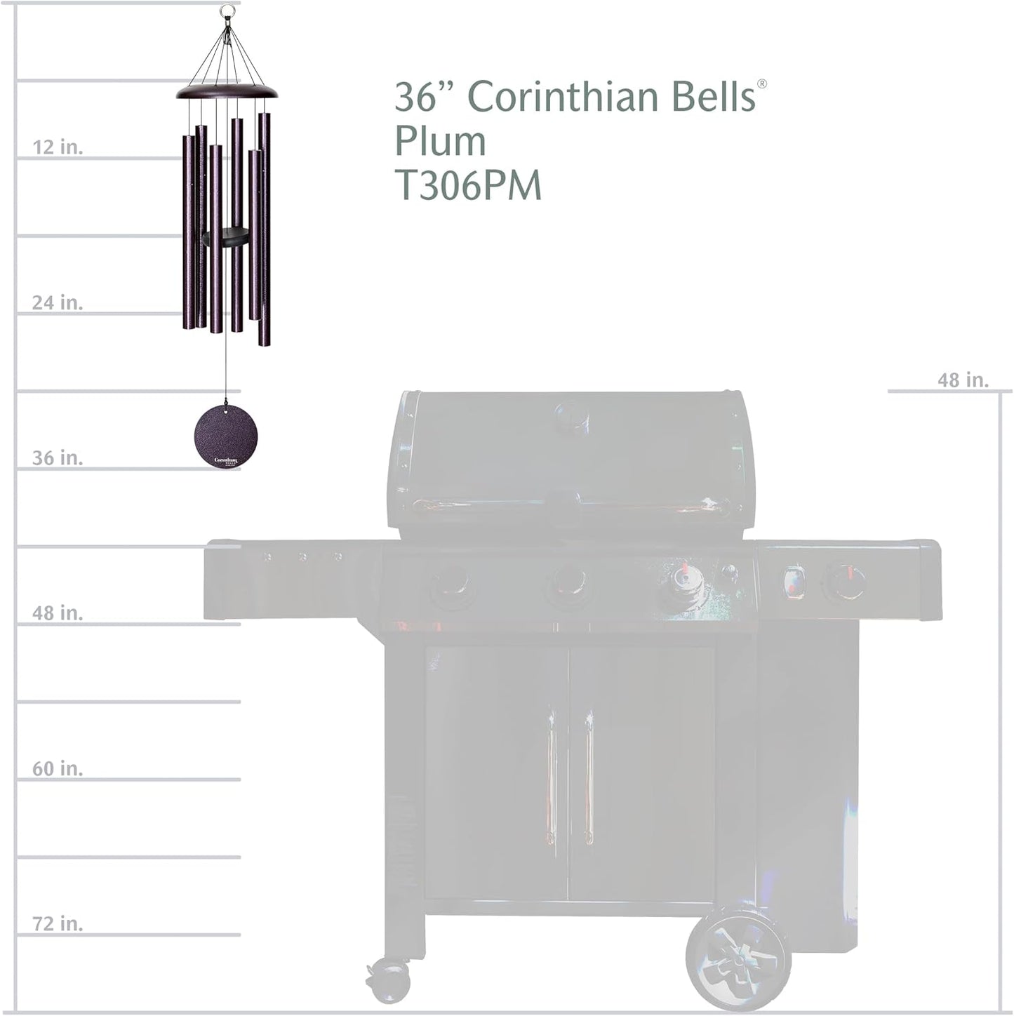 Corinthian Bells by Wind River - 36 inch Plum Wind Chime for Patio, Backyard, Garden, and Outdoor Decor (Aluminum Chime) Made in The USA