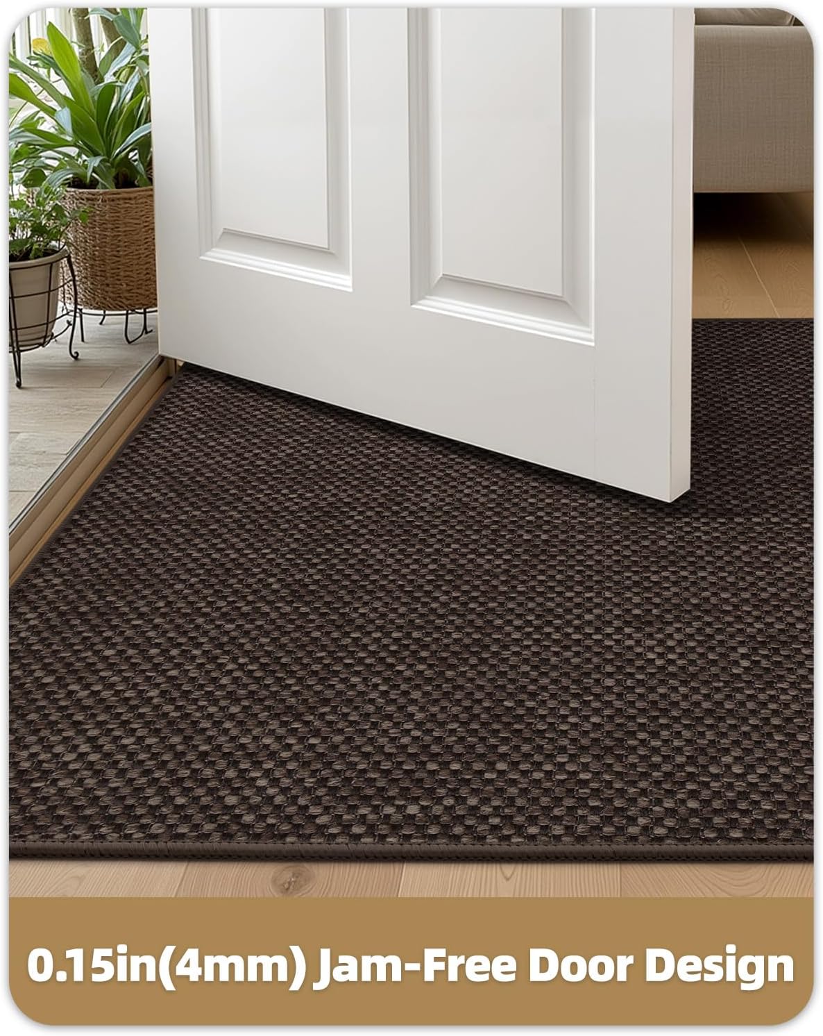 Color&Geometry Door Mat 17"x29", Front Door Mat Indoor Rugs for Entryway, Non Slip Washable Low-Profile Inside Doormat, Entry Mat Entry Rug Door Mats Indoor Entrance, Brown (Rolled-up NO Creases)