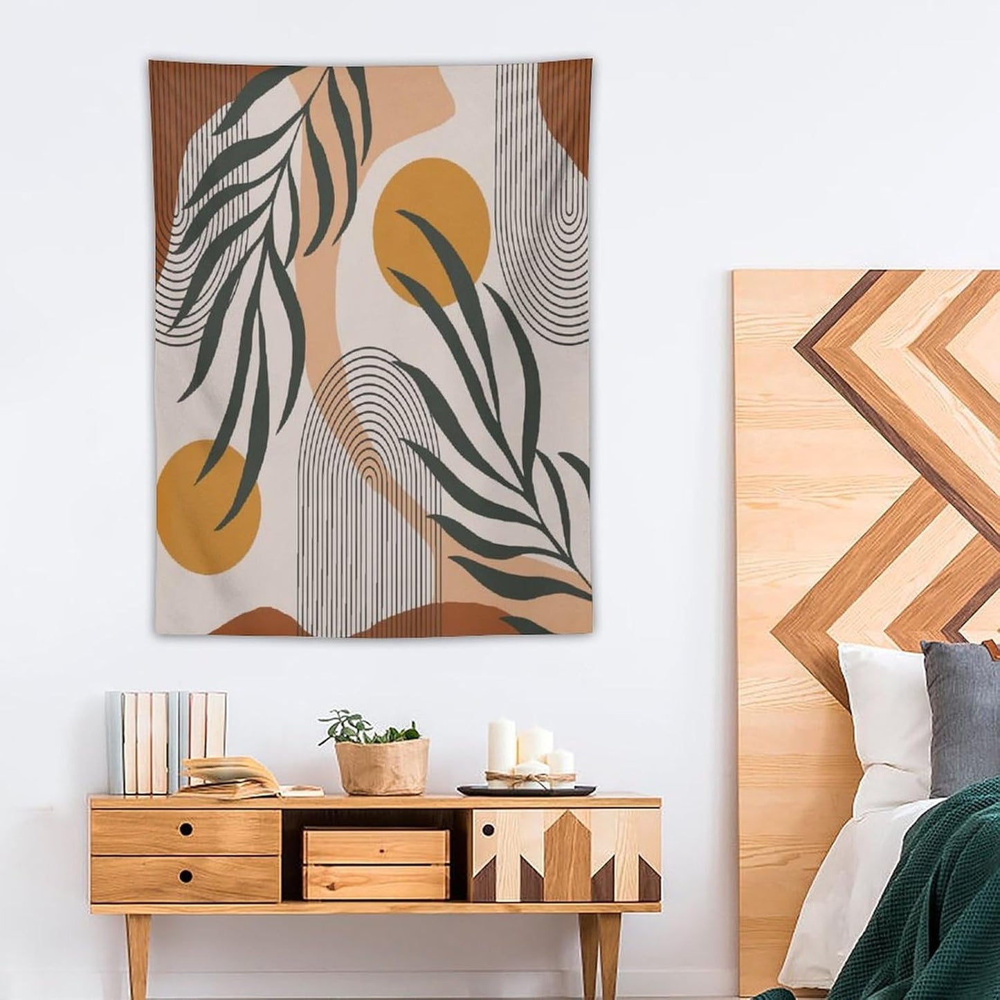 ICMOLYYENLO Boho Plant Aesthetic Tapestry, Abstract Medieval Arch Sun Home Aesthetic Wall Hanging For Bedroom Living Room Dormitory Tapestry 60x60 Inches