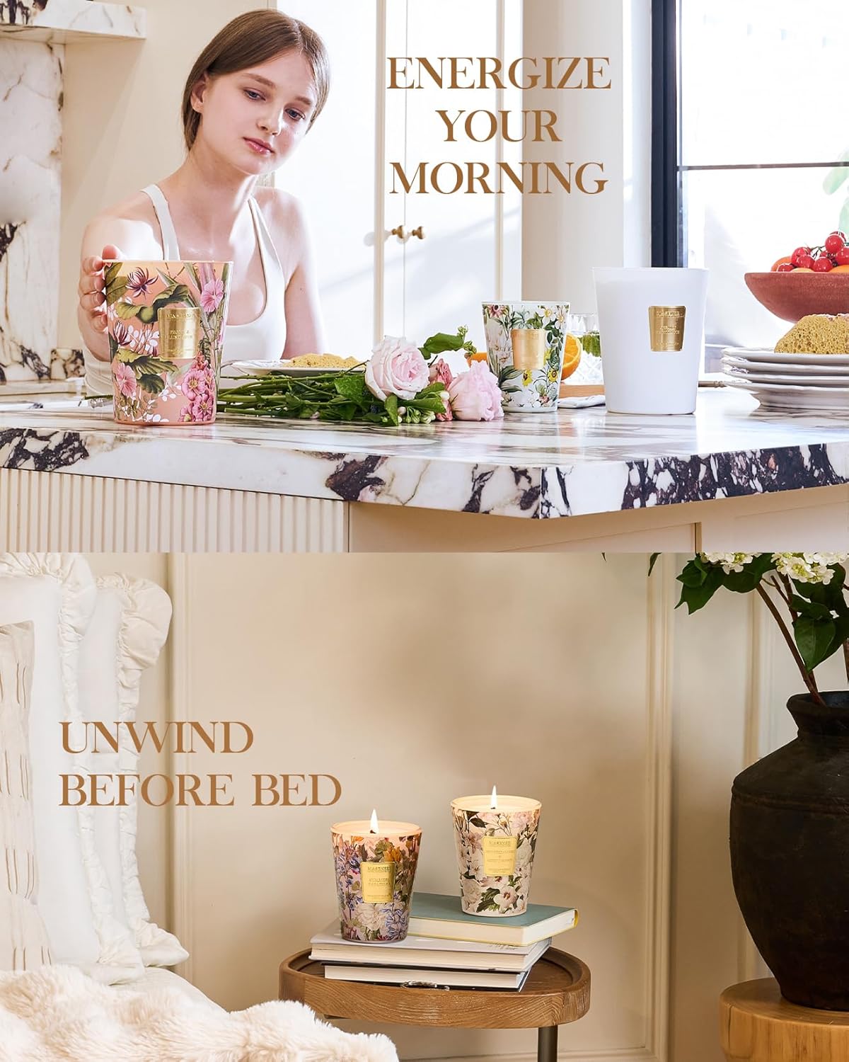 M&SENSE Pumpkin Spice Scented Candle, Soy Candles 14.1oz 60H Burn Time Slow Burning, Fall Scent Unique Halloween Gifts Home Decor