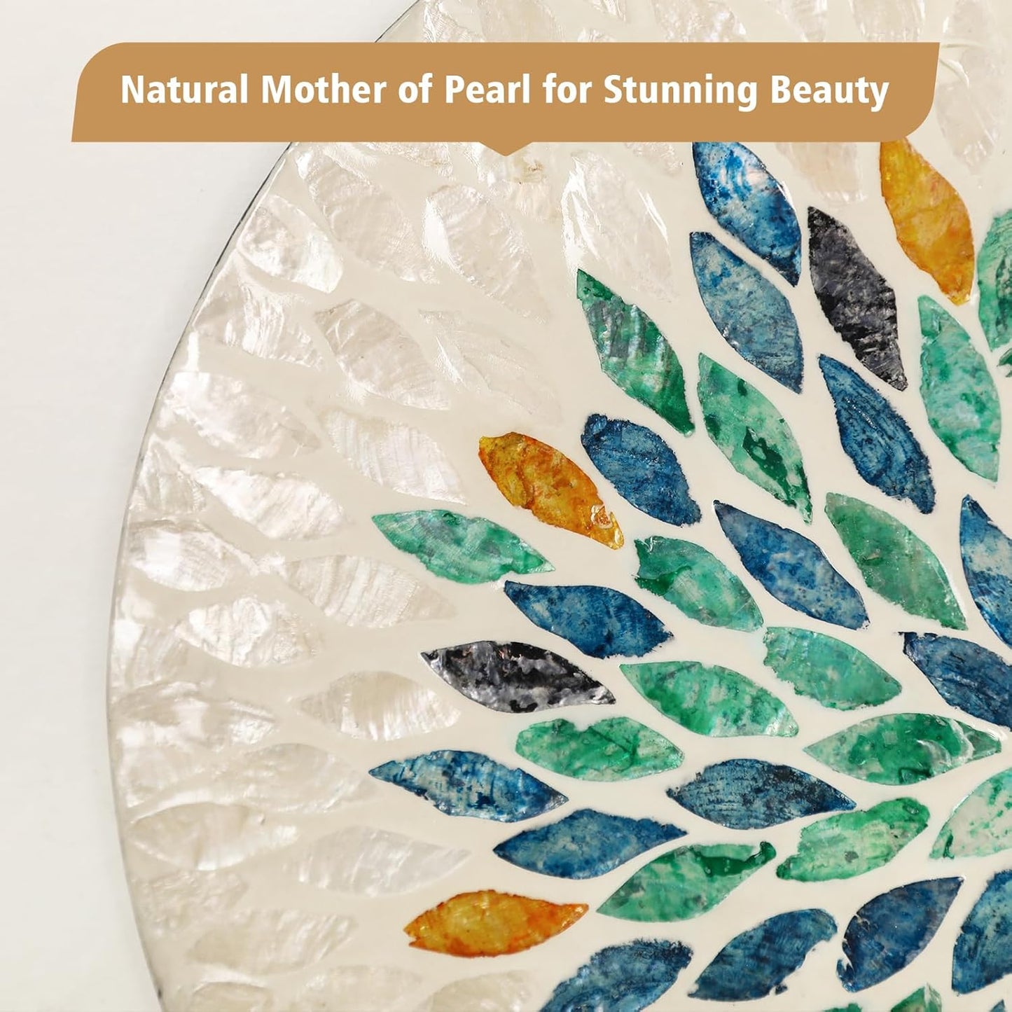 TEIPAI Jewel-Tone Mother of Pearl Mirror Wall Decor for Living Room, 3PCS Handmade Round Wall Art for Home Guest Room Decoration, Unique Mosaic Art Gift for Birthday Wedding Housewarming (Colored)