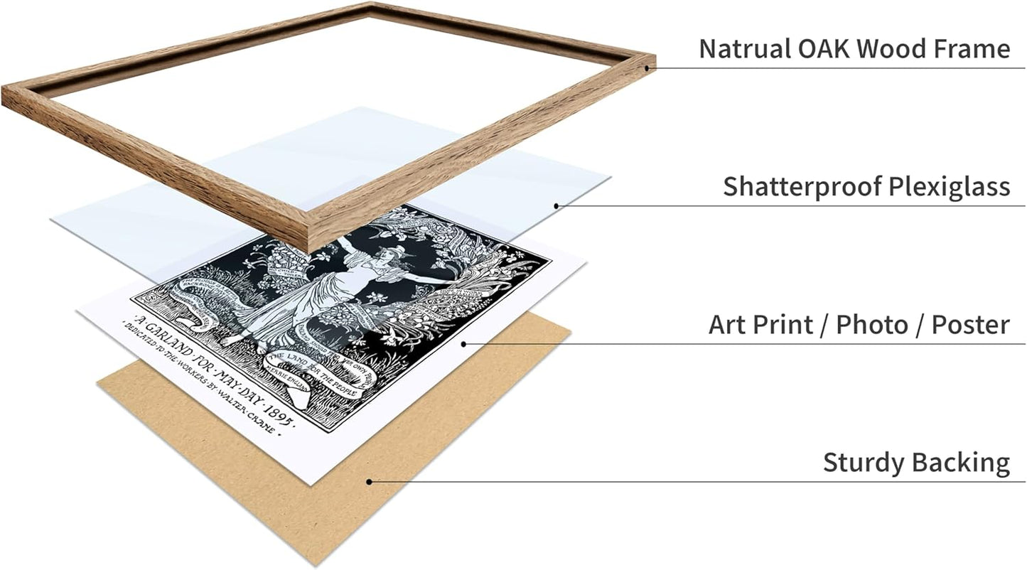 Poster Master Vintage Walter Crane Poster - Retro A Garland for May Day Print - Socialist Art - Gift for Him, Her, Men, Women - Wall Decor for Home, Office, Living Room, 11x14 Beige Framed