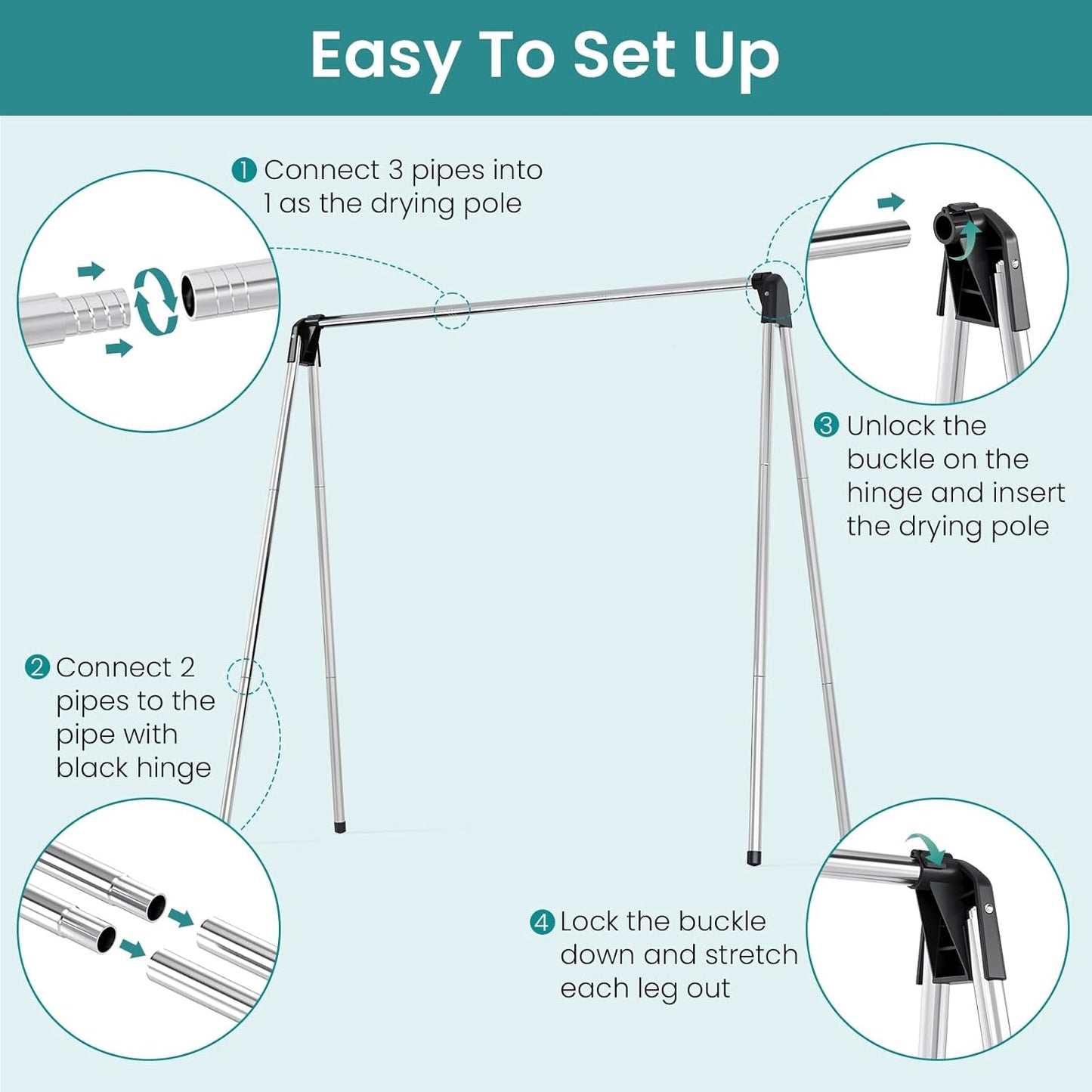 APEXCHASER Foldable Clothes Drying Rack, 55'' Collapsible Laundry Clothes Airer Width Heavy Duty Hanger for Sweaters Baby Clothes Towels Portable Indoor Outdoor for Home Travel