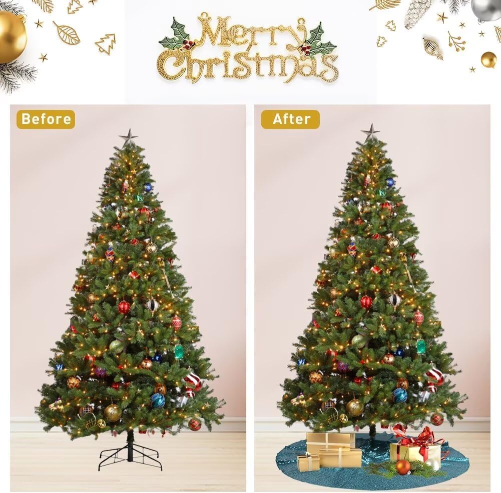 Eternal Beauty Christmas Tree Skirt, 36 Inch Teal Sequin Tree Skirt Small Xmas Tree Skirt for Christmas Tree Decorations