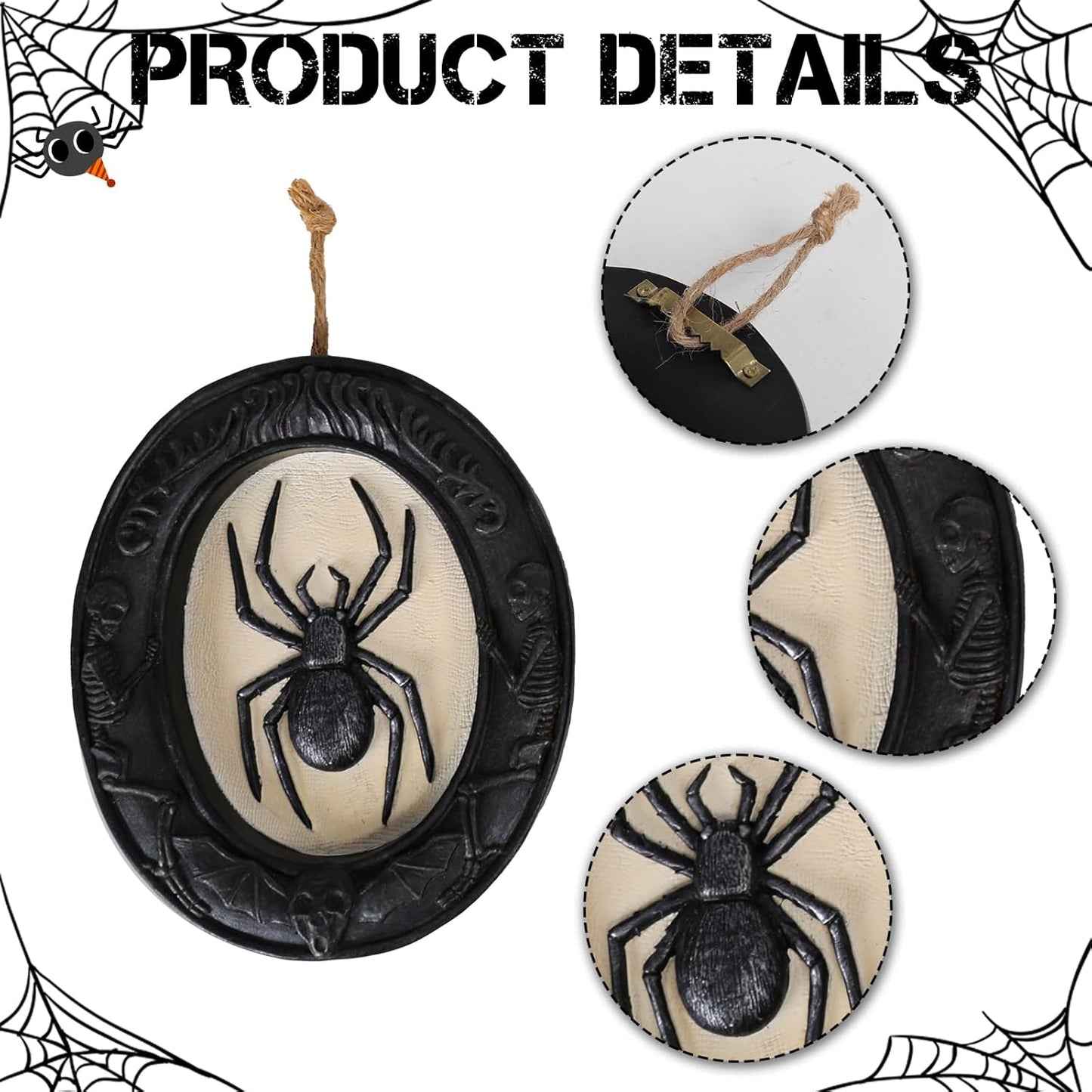 Ovewios Halloween Wall Art Decorations, Retro Gothic Framed Spooky Hanging Decor, Pack of 3 Resin Black Animal Head Wall Sculptures for Indoor Halloween Party Home Decorations