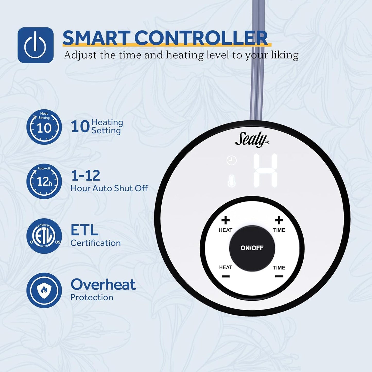 Sealy Electric Blanket Queen 84"*90",Super Cozy Flannel to Sherpa Reversible Heated Blanket Queen Size with 10 Heating Levels & 1-12 Hours Auto Off Overheating Protection Machine Washable,Beige
