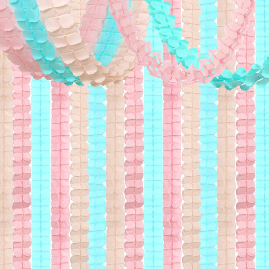 Pink-Peach Mint Party-Decorations Streamers-Garland - 12pcs 4-Leaf Clover Paper Streamer,Bridal Shower Girls Baby Shower Birthday Engagement Wedding Bachelorette Brunch Banners Decor Ouruola