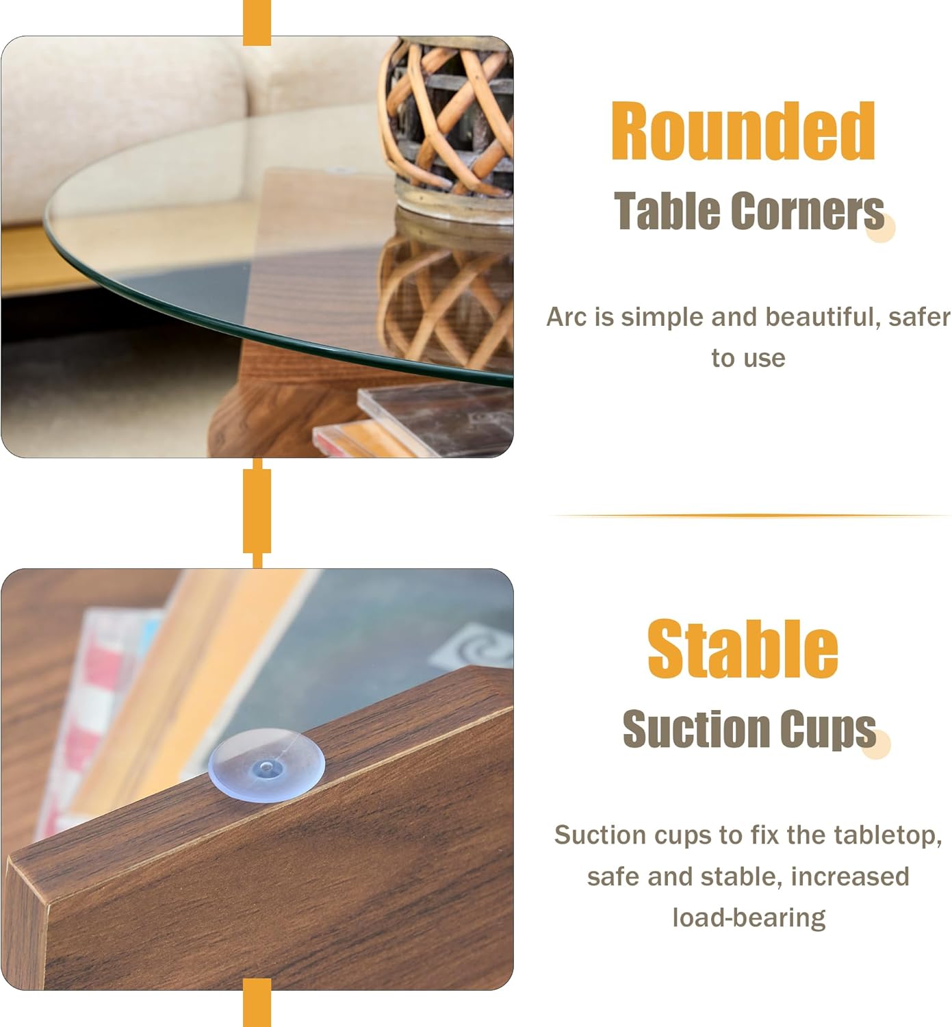 31.5" Round Glass Coffee Table with Tempered Glass Top and MDF Base, Diagonal Fan-Shaped Tray Design Table Leg Simple & Modern Center Table for Living Room Office Apartment Walnut