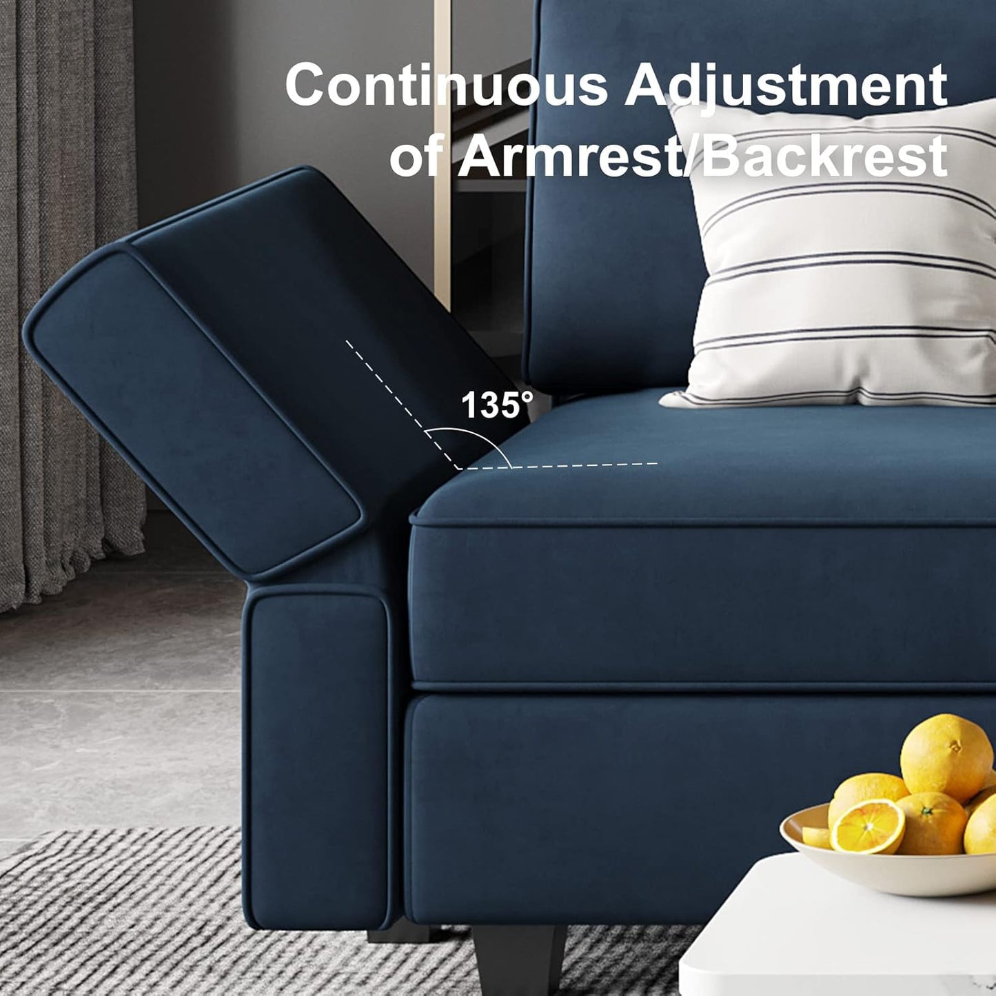 Belffin Modular Sofa Armrest Backrest Module for Modular Sectional Sofa Couch Side Armrest, Backrest Velvet Blue