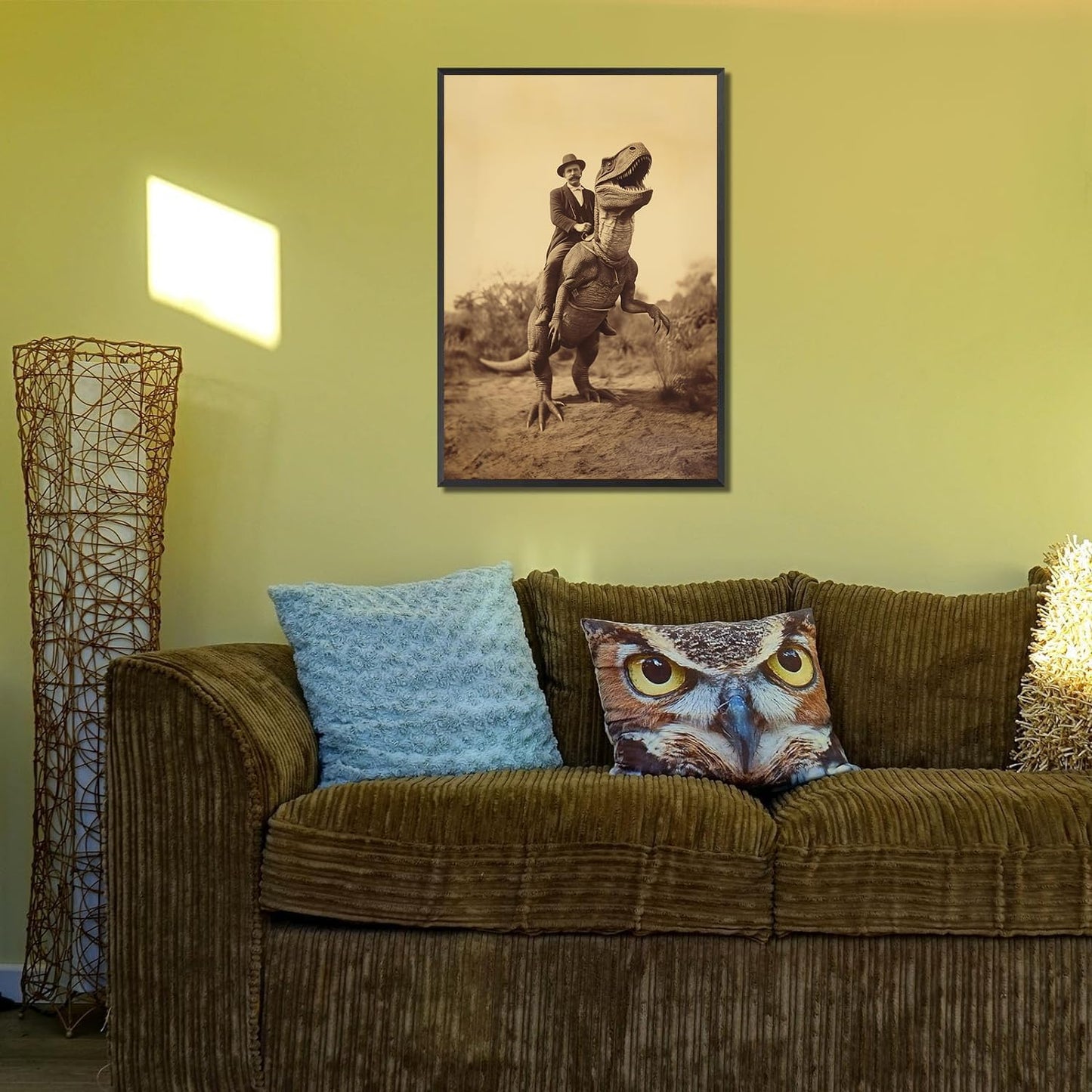 Generic Goth Decor Antiqued Wicca Art Poster Dark Academy Dinosaur And Cowboy Canvas Wall Art Horror Posters Spooky Indoor Art Family Bedroom Office Space Decor 12X16inch Aluminum Framed