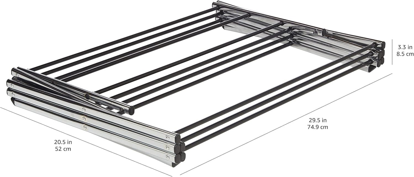 Amazon Basics Foldable Portable Laundry Drying Rack for Indoor Air Drying Clothing, 14.5 x 29.5 x 41.8 inches (LxWxH), Chrome Silver