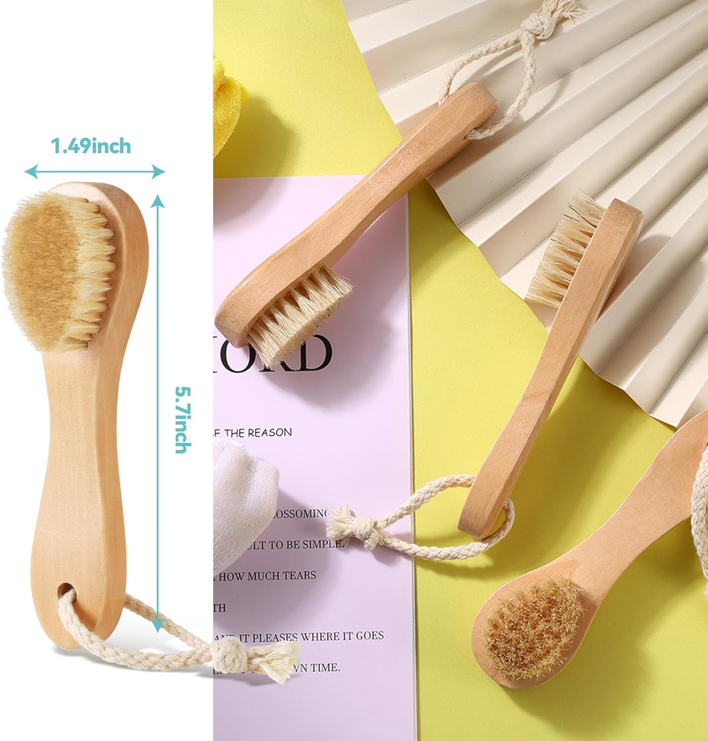 3 Pcs Wood Laundry Stain Brush Stain Remover Brushes with Boar Bristle Small Stain Brush for Clothes for Scrubbing Stains from Furniture Fabric Leather(3 Pcs A)