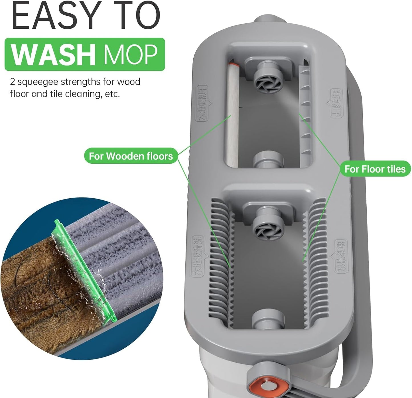 Mop and Bucket Set with Wringer Flat Mop Bucket System for Home Floor Cleaning,6 Reusable Microfiber Pads,Extended Stainless Steel Handle,Ideal for Hardwood,Wood,Laminate Floors,and Bathroom Mop