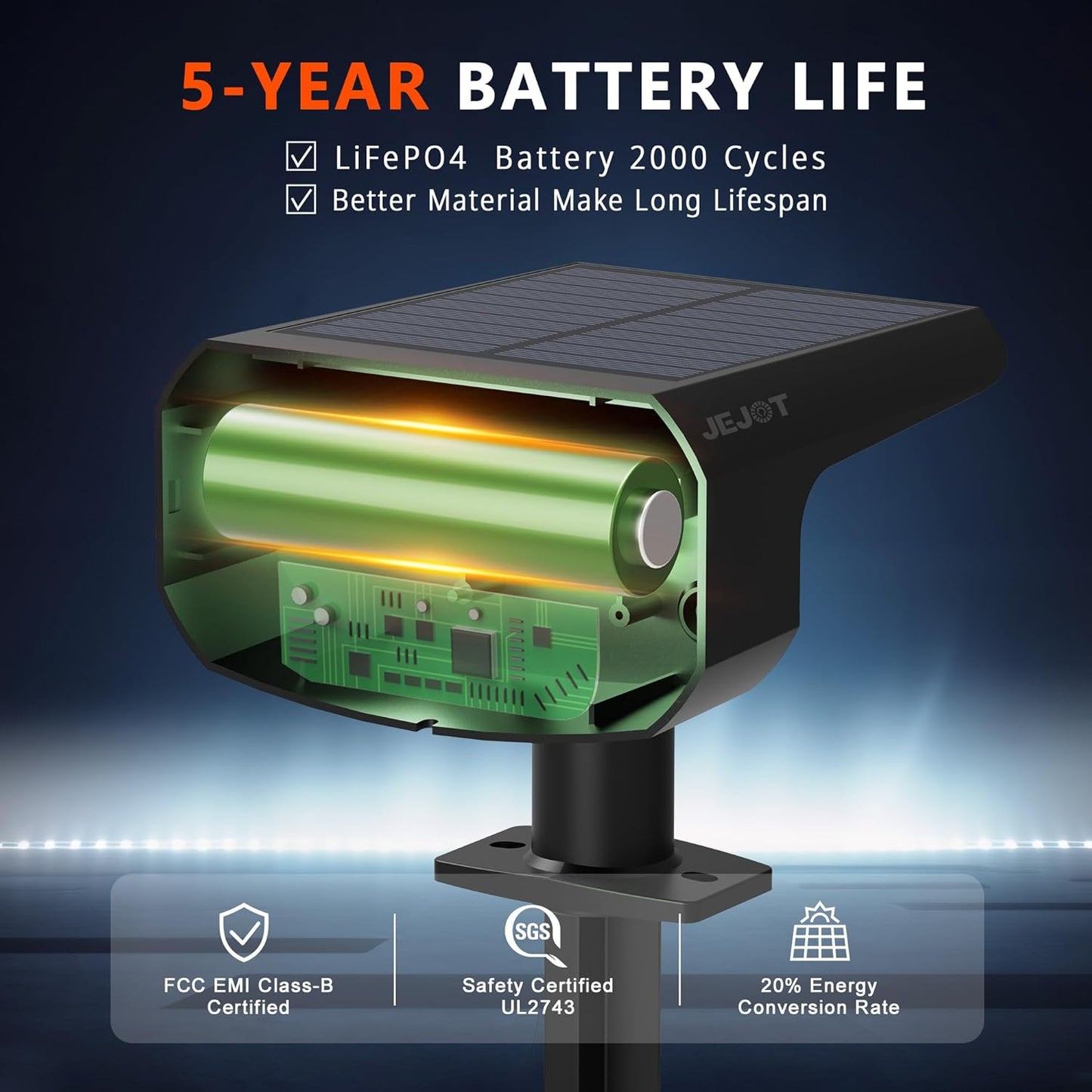 Solar Lights Outdoor Waterproof IP65, Super Bright LED, 2CCT 4 Lighting Modes 3000K/6500K Selectable, Solar Powered Yard Garden Solar Spot Lights for Outside Landscape Auto On/Off -2 Pack