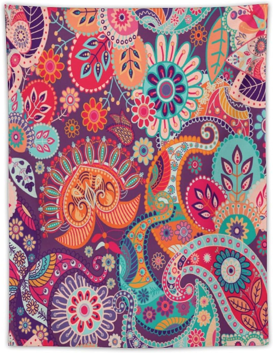 Boho Floral Tapestry, Abstract Mandala Plant Colorful Floral Home Art Wall Hanging for Bedroom Living Room Dormitory 40x60 Inch